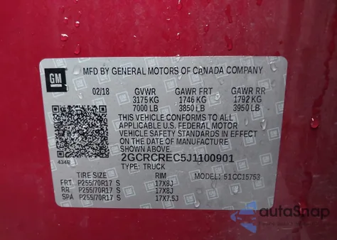 2018 Chevrolet Silverado 1500 1Lt from USA, damaged, VIN 2GCRCREC5J1100901